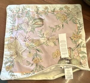 NWT ANTIPODEAN 100% Cotton Standard Pillow Sham Floral Pink Yellow Green White